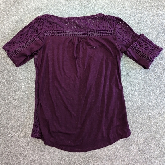 SMART Set purple crochet accent hollow long sleeve top women's XS - Picture 9 of 9